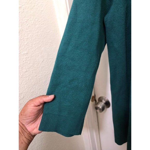 J.Jill Womens Open Front Teal Cardigan Sweater 2X Cotton Blend Ribbed Knit Long - Picture 5 of 8